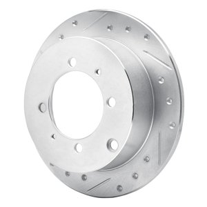 Dodge Colt Brake Rotor (1) - Rear Left - R1 Concepts - Drilled & Slotted - Silver - `92-`04